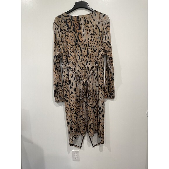 Venus Faux Wrap Leopard Dress Womens Plus Size 2X Long Sleeve‎ - Picture 5 of 6